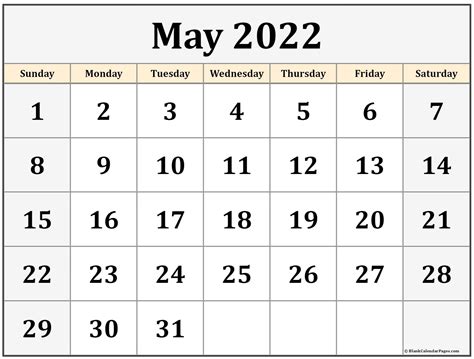May 2022 Calendar Printable Free Printable Calendar Monthly