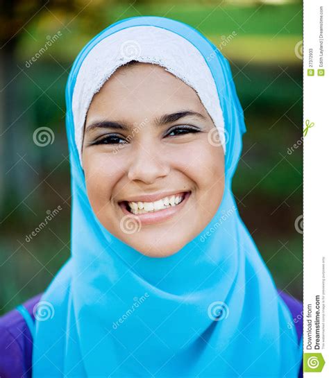 Beautiful Muslim Teen Girl Wearing Hijab Stock Image