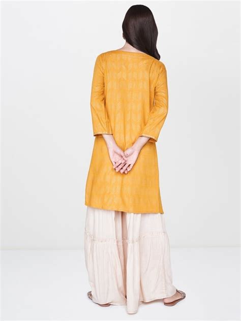 Buy Global Desi Mustard And Off White Embellished Garara Set For Women Online Tata Cliq