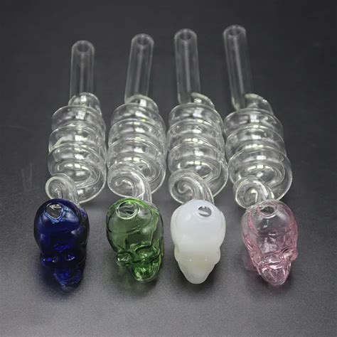 Colorful Helix Skull 2 1mm Thickness Pyrex Glass Burner Pipes Curved