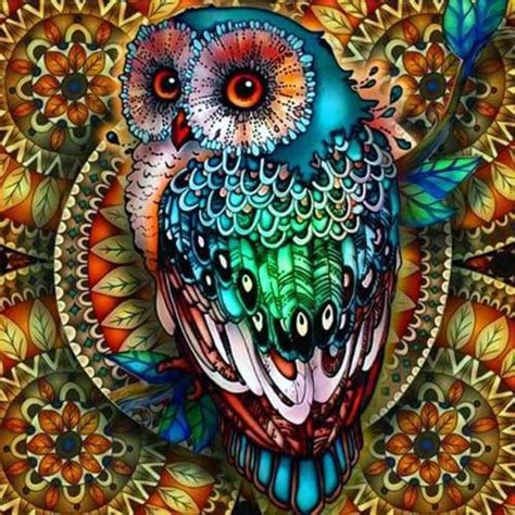 5D Diamond Painting Psychedelic Owl | Owl painting, Cross paintings