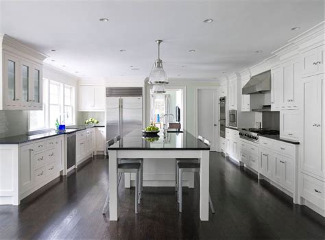 White Kitchen Cabinets Dark Wood Floors - Transitional - kitchen
