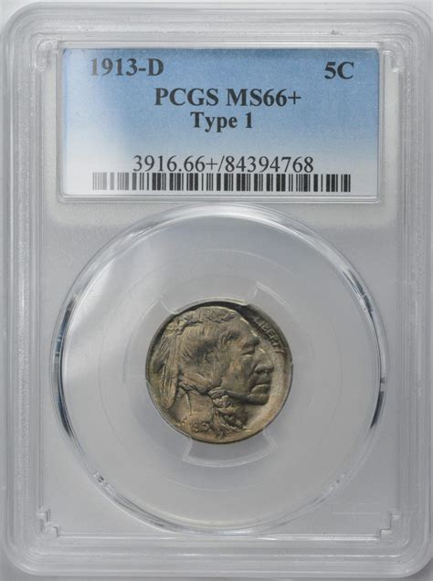 1913 D 5c Type 1 Buffalo Nickel Ms66 Pcgs Certified Us Rare Coin