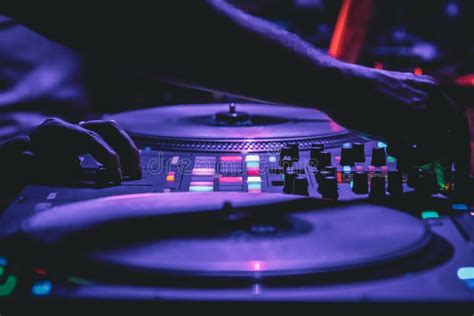 Dj Playing Music At The Club On Vinyl Player Stock Photo Image Of