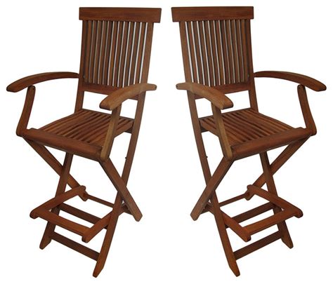 Pair with a piece from our collection of outdoor dining and bar tables. Set of 2 Wooden Counter Height Folding Chairs with Arm and ...