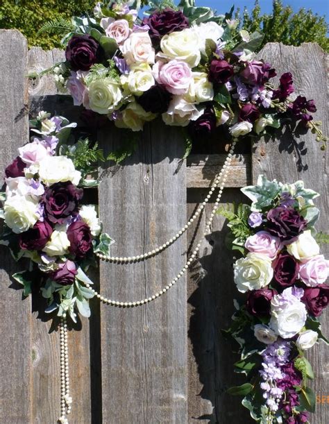 Wedding Arch Flowers Plum Pinklavender And Ivory Rose Arbor Swag