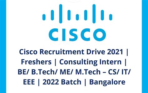 Cisco Recruitment Drive 2021 Freshers Consulting Intern Be B