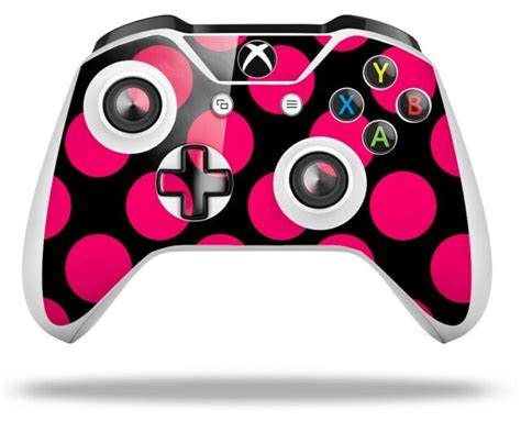 Skin For Xbox One S X Controller Kearas Polka Dots Pink On Black