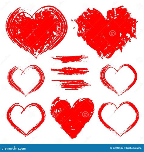 Vector Set Of Hand Drawn Hearts Isolated On White Background Stock