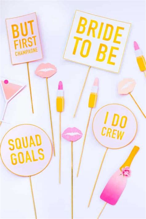 Printable Bridal Shower Photo Booth Props Hen Party Bachelorette