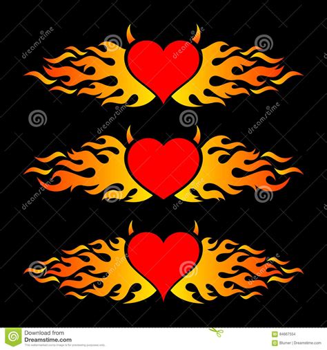 Flaming Heart Trendy Design Logo Templates Stock Vector Illustration