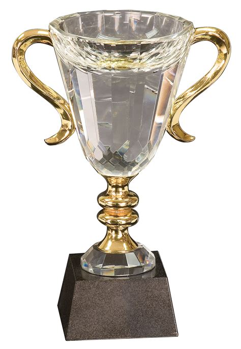 Crystal Cup On Black Base Gold Accents Trophies And Awards With
