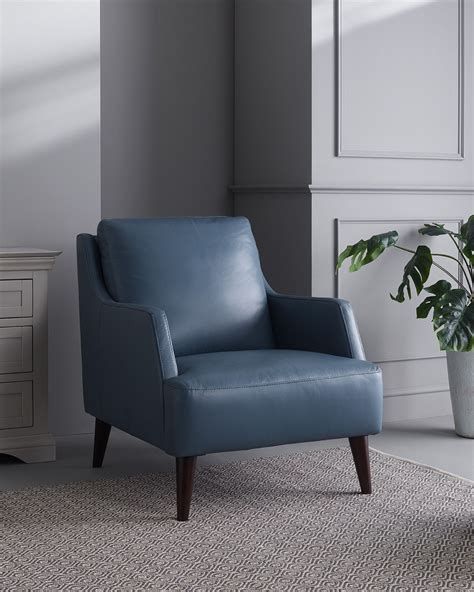 Wooden armrest with metal frame: Trend Sky Blue Leather Accent Chair | Blue accent chairs ...
