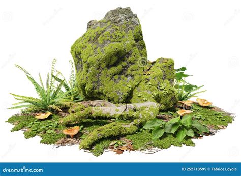 Mossy Rock And Trunk In Forest Stock Image Image Of Moss Boulder