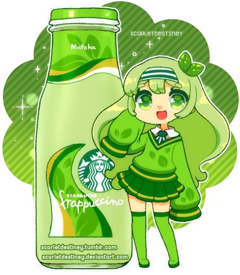 An Anime Girl Standing Next To A Starbucks Bottle