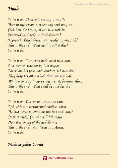 Finale Poem By Madison Julius Cawein