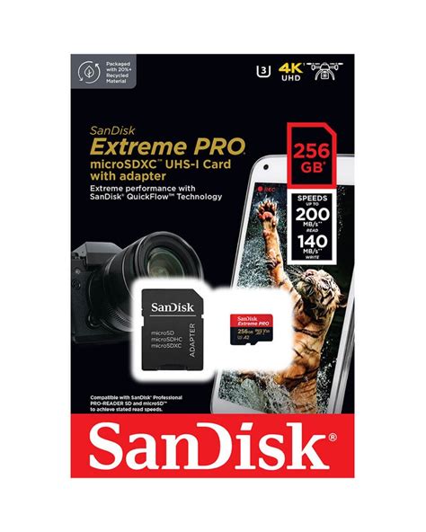 Sandisk Extreme Pro 256gb Microsdxc 200mbs Memory Card