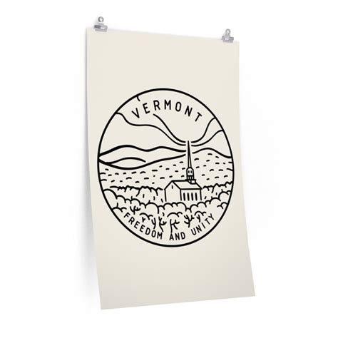 Vermont Poster State Design Vermont Print Picture Hand Etsy