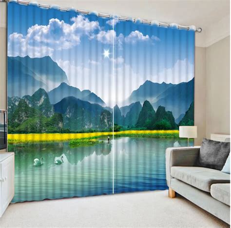 Modern Curtain Nature Scenery 3d Curtains For Living Room Beautiful 3d