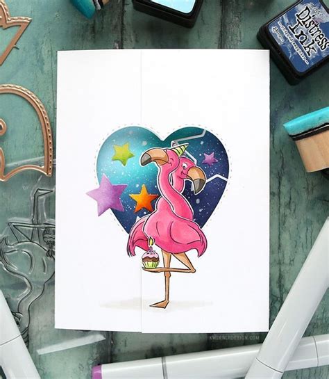 Twist Ties From Art Impressions Flamingo Birthday Card Kwernerdesign