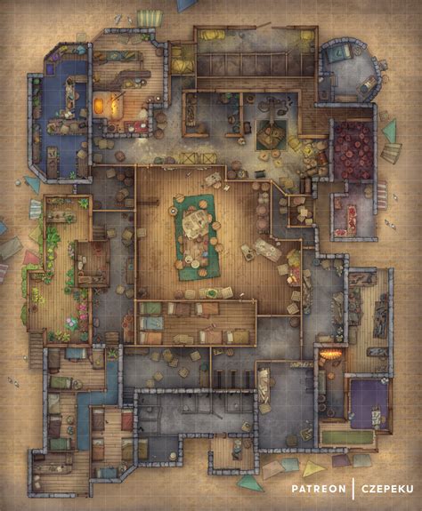 Thieves Guild Hideout [28x34] | Cze and Peku | Dnd world map, Dungeon