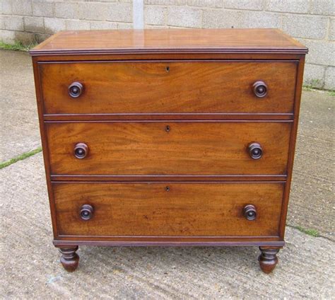 Solid mahogany campaign shallow chest of drawers, vintage. ANTIQUE FURNITURE WAREHOUSE - Antique Small Regency Chest ...