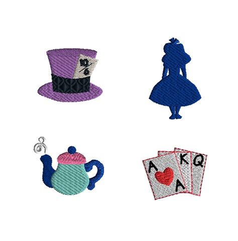 Mini Alice In Wonderland Inspired Machine Embroidery Design Set