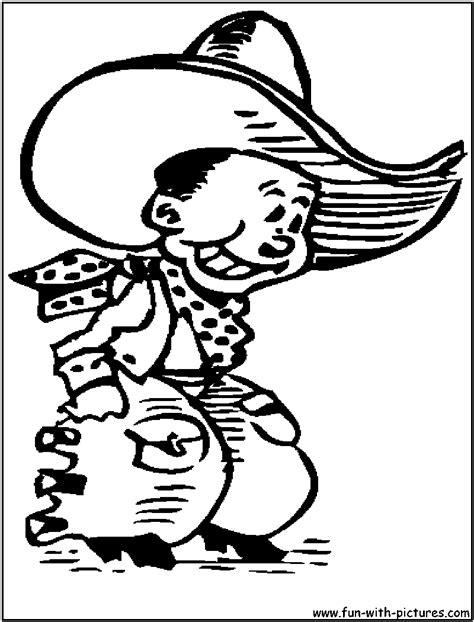 A little cowboy with the whip. Cartoon Cowboy Coloring Page
