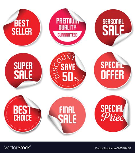 Sale Stickers And Tags Red Design Royalty Free Vector Image