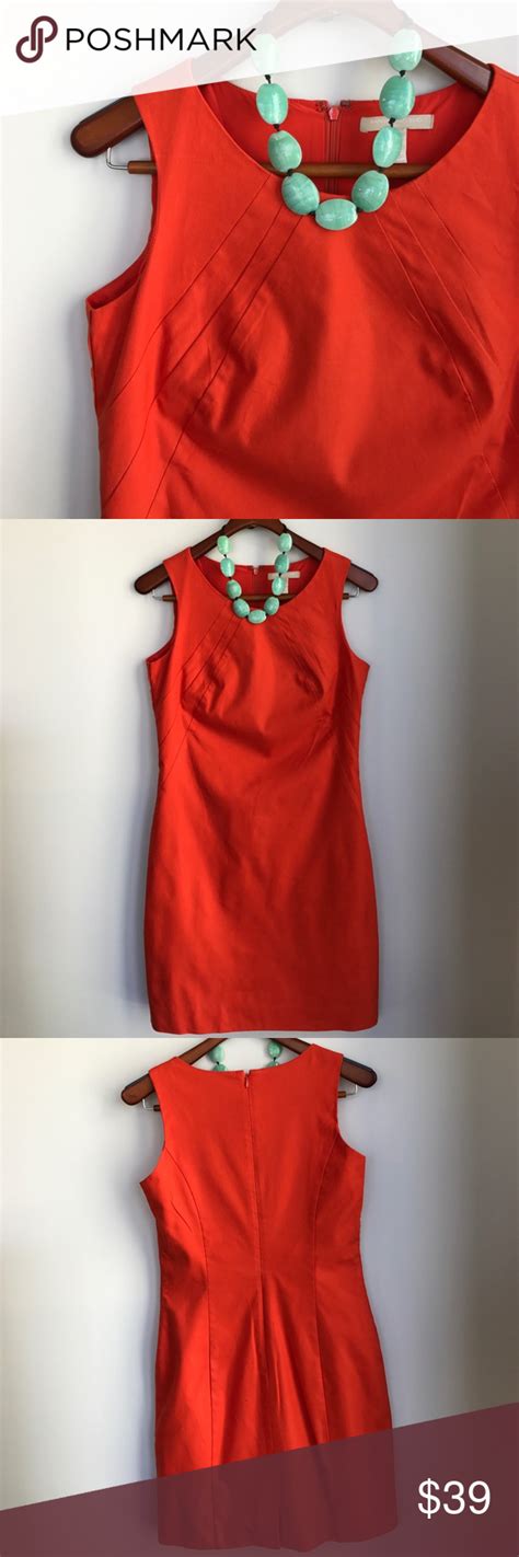 🍀banana Republic Orange Pop Sheath Dress 4 Clothes Design Fashion
