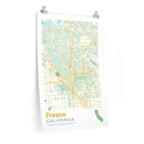 Fresno California City Street Map Poster Allegiant Goods Co