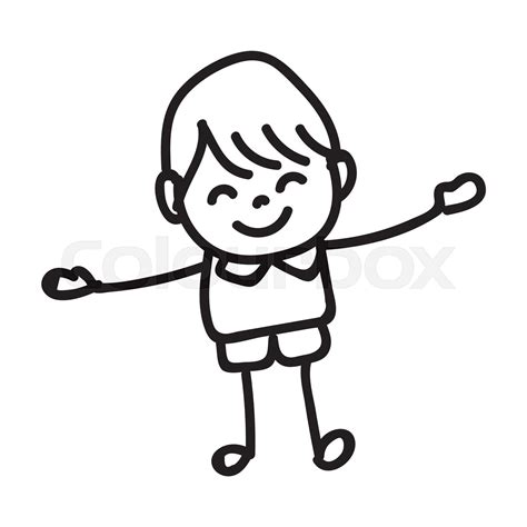 Hand Drawing Happy People Boy Vector Illustration Stock Vector