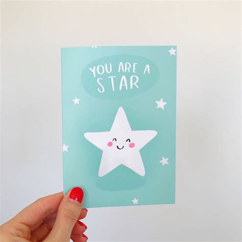 Youre A Star Card Cute Kawaii A6 Blank Greetings Card Etsy