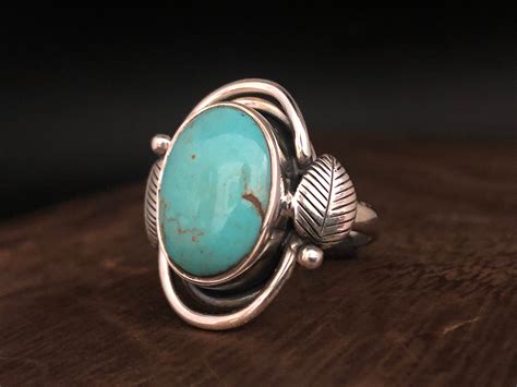 Western Turquoise Ring Size 10 925 Sterling Silver Etsy
