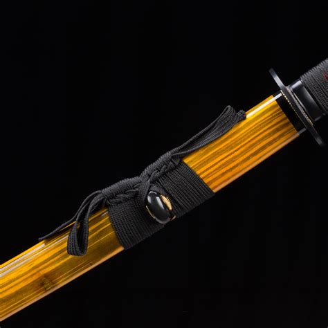 Handmade Wooden Blade Bokken Practice Katana Samurai Sword With Orange