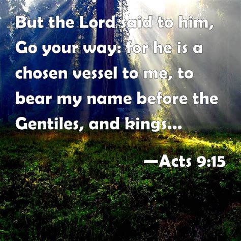 Acts 915 But The Lord Said To Him Go Your Way For He Is A Chosen