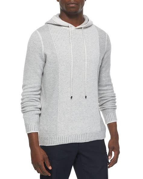 Vince Textured Wool Blend Hoodie Sweater In White For Men Lyst
