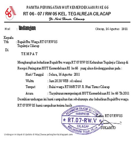 Contoh Surat Undangan 17 Agustus - Undanganda.com