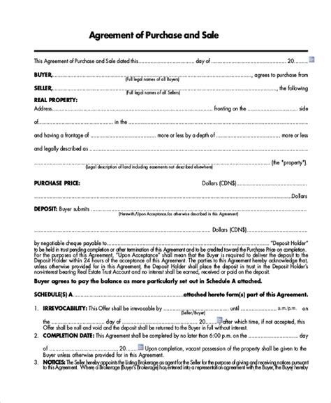 sample real estate purchase agreement forms