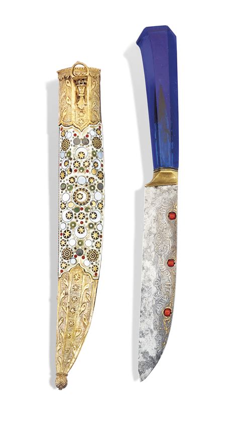 An Ottoman Circumcision Knife With Gem Set Silver Gilt And Ivory Scabbard