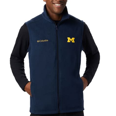 Columbia University Of Michigan Navy Full Zip Flanker Fleece Vest