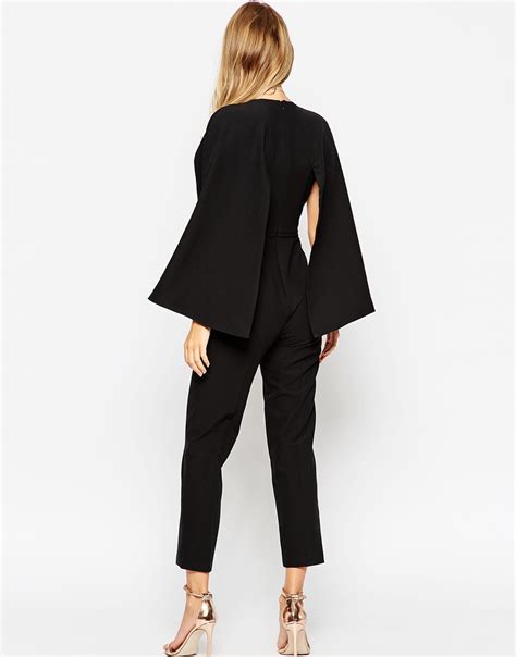 Asos Jumpsuit With Cape Detail In Black Lyst
