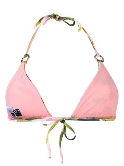 Louisa Ballou Pink Mini Ring Triangle Bikini Top Browns