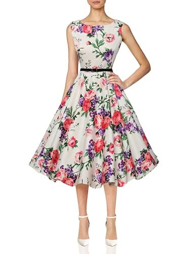 Vintage 1950s Inspired Dresses Pink Floral A Line Size L F 21