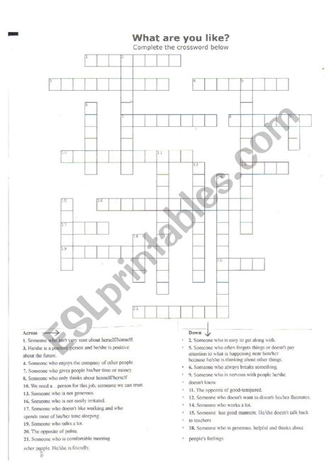 Simple Printable Crossword Puzzles