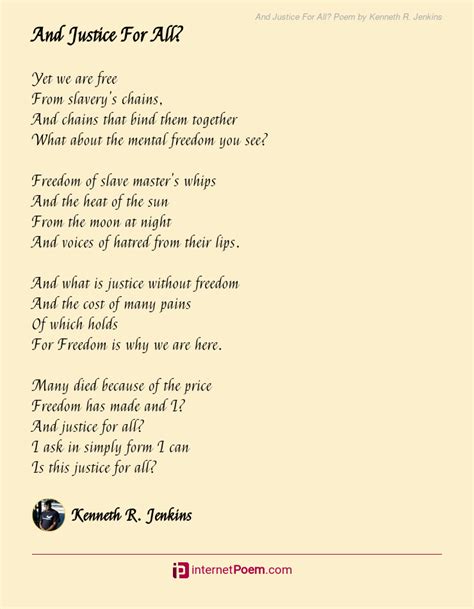 And Justice For All Poem By Kenneth R Jenkins