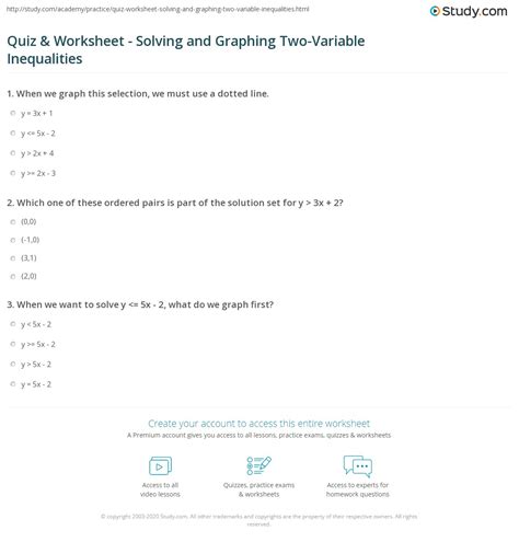 Graphing inequalities 2 rtf graphing inequalities 2 pdf view answers. Quiz & Worksheet - Solving and Graphing Two-Variable ...