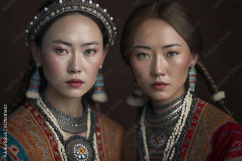 Yakut Indigenous Women In Traditional Clothing From Siberia Generative