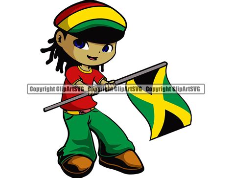 Reggae Rasta Jamaica Jamaican Cute Little Boy Flag Country Etsy