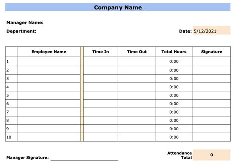 Attendance Sheet Template For 2021 Calendar Template Printable Labb By Ag